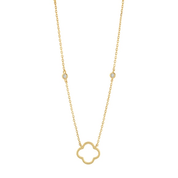 Open Clover & CZ Pendant Necklace - Picture 1 of 1